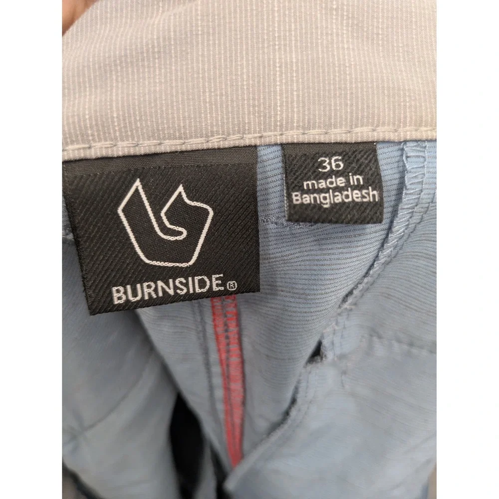 Burnside Hybrid Shorts Men's‎ 36 Blue Solid Back Zip Pocket Casual Activewear